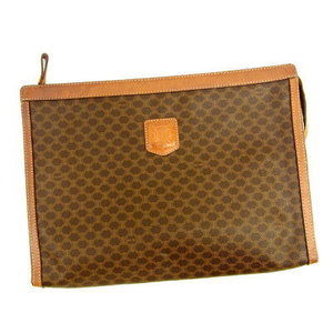 Celine document case clutch bag brown leather